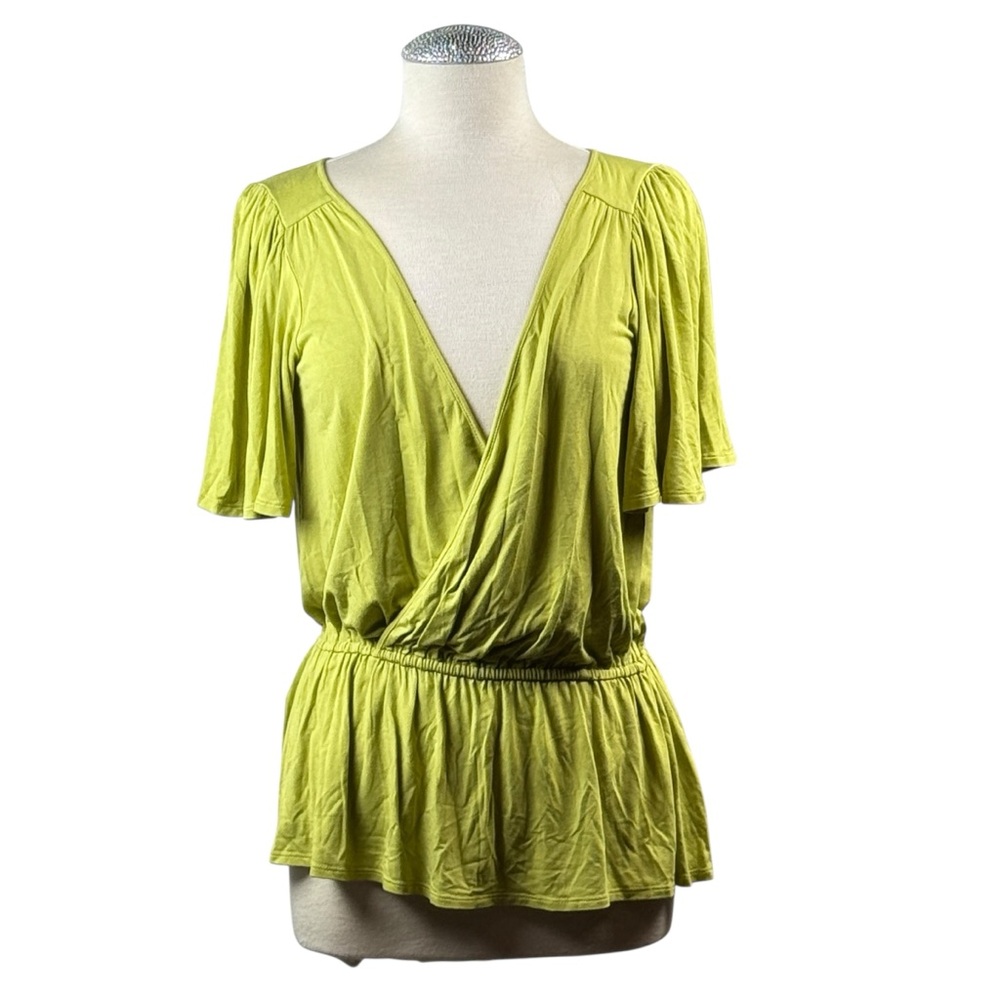 Ice Green‎ Flutter Sleeve Wrap Blouse